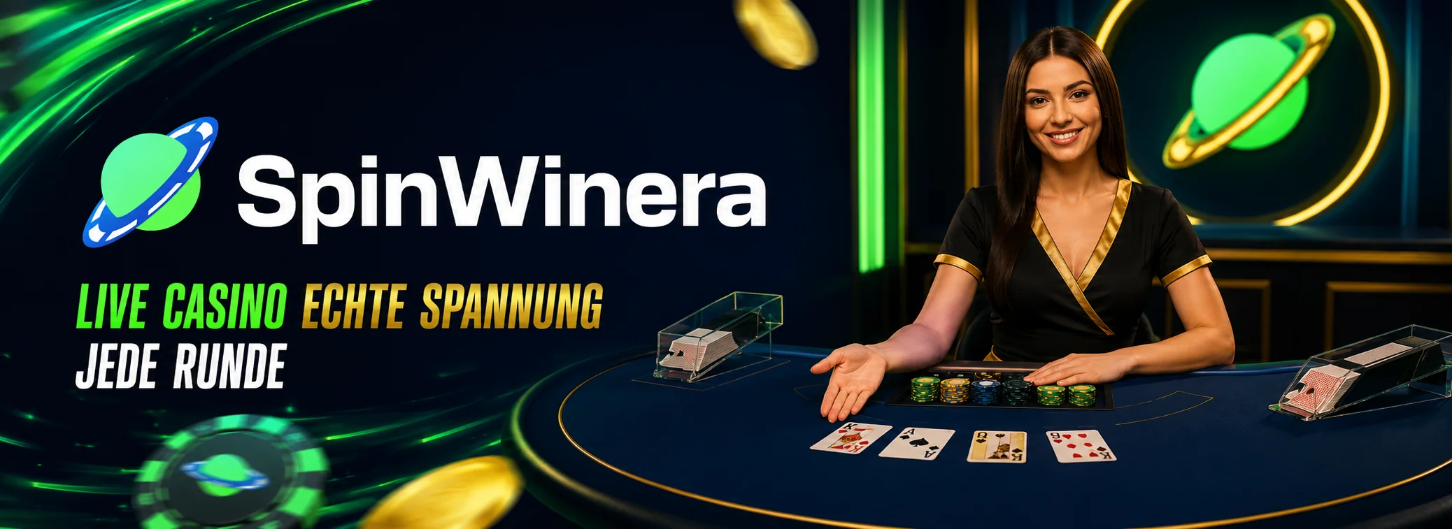 SpinWinera Live-Casino: Roulette-Tisch mit Dealerin und Willkommenspaket bis 1.500 Euro